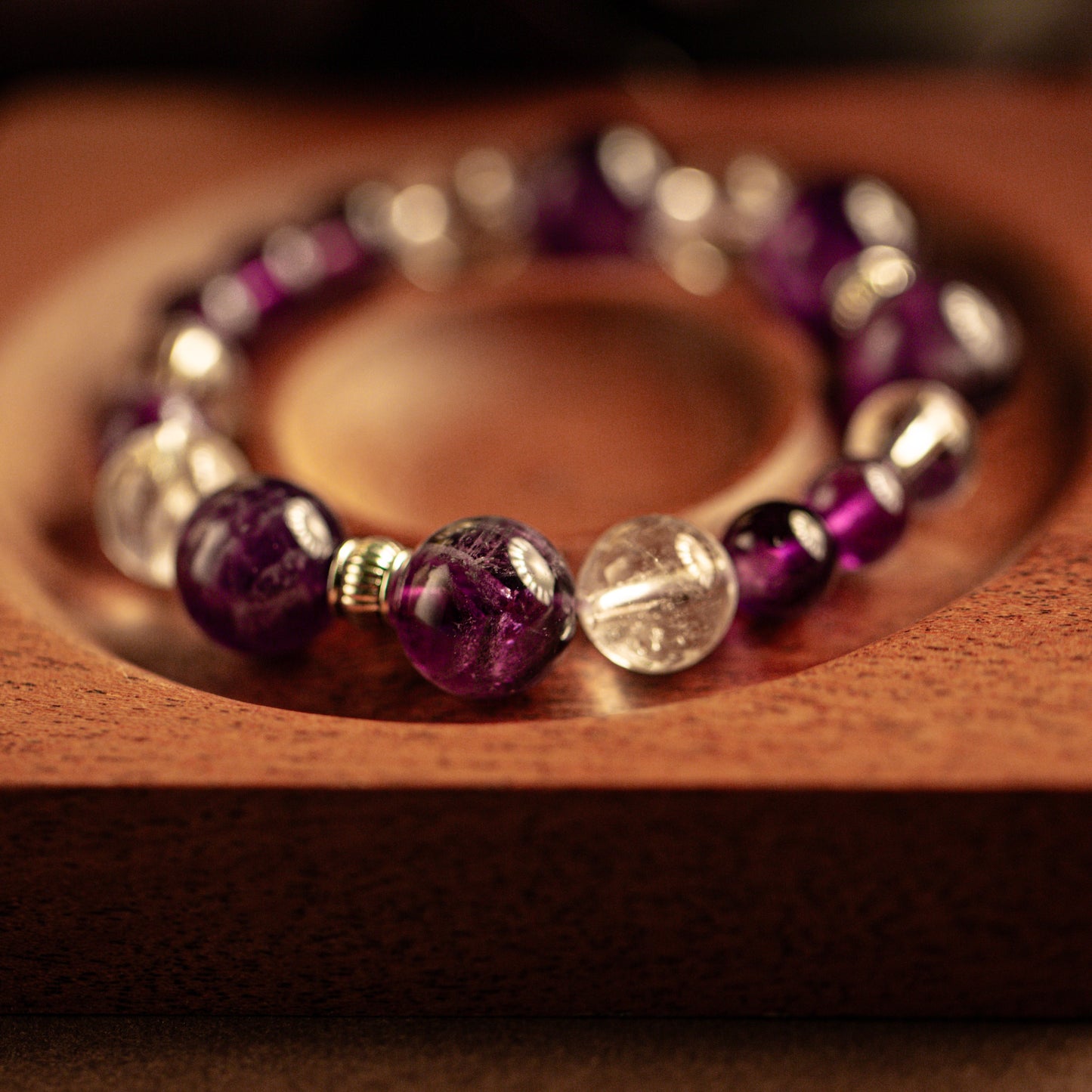 【LUCKYORE-A25019】Lingyun·Purple and White Twin Crystal Bracelet