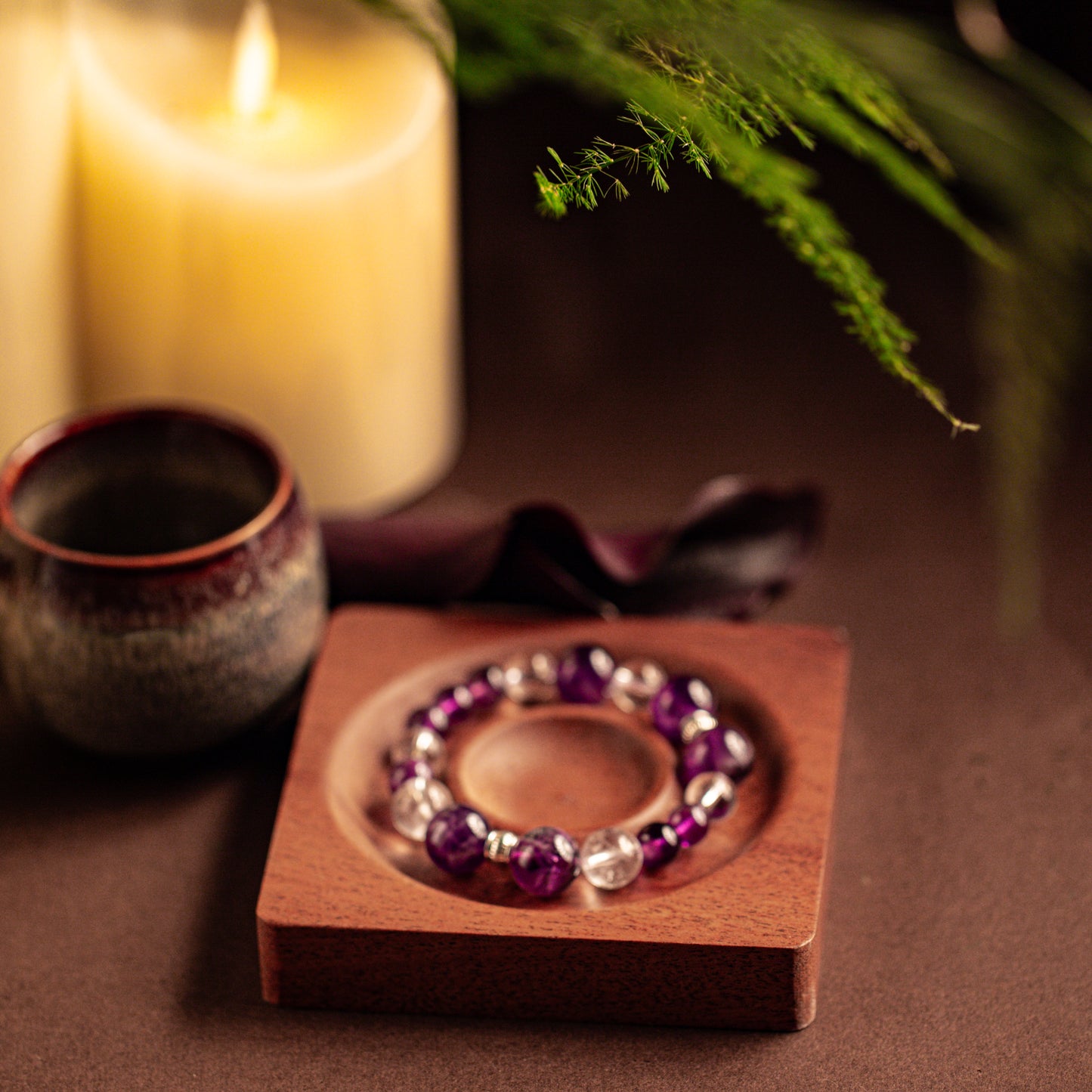 【LUCKYORE-A25019】Lingyun·Purple and White Twin Crystal Bracelet