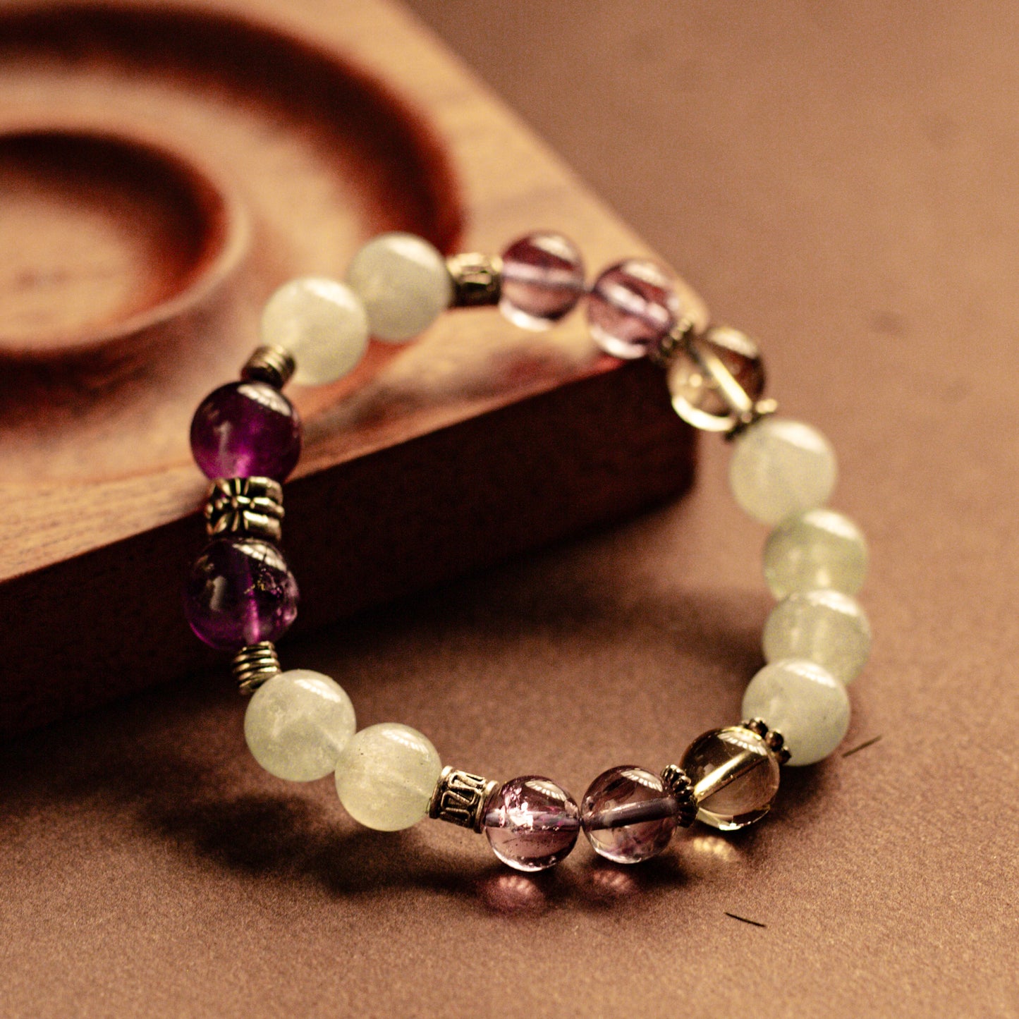 【LUCKYORE-A25023】Aquamarine + Amethyst Energy Bracelet