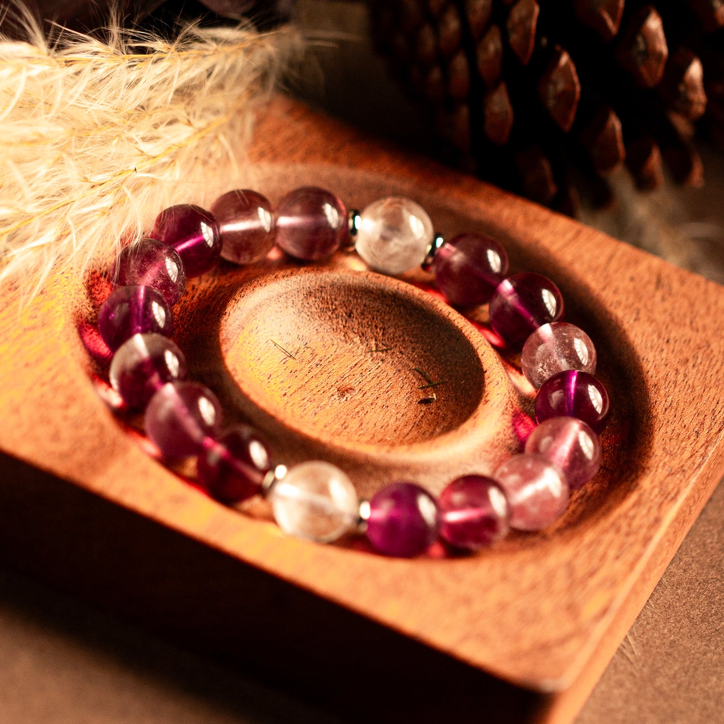 【LUCKYORE-A25008】Natural Purple Hair Crystal Bracelet