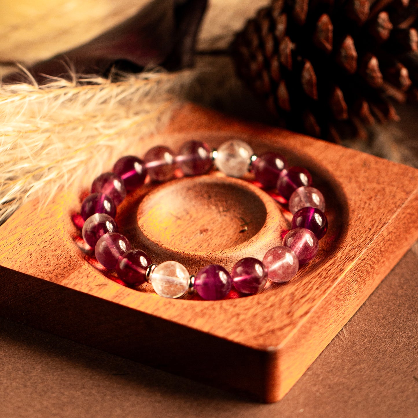 【LUCKYORE-A25008】Natural Purple Hair Crystal Bracelet