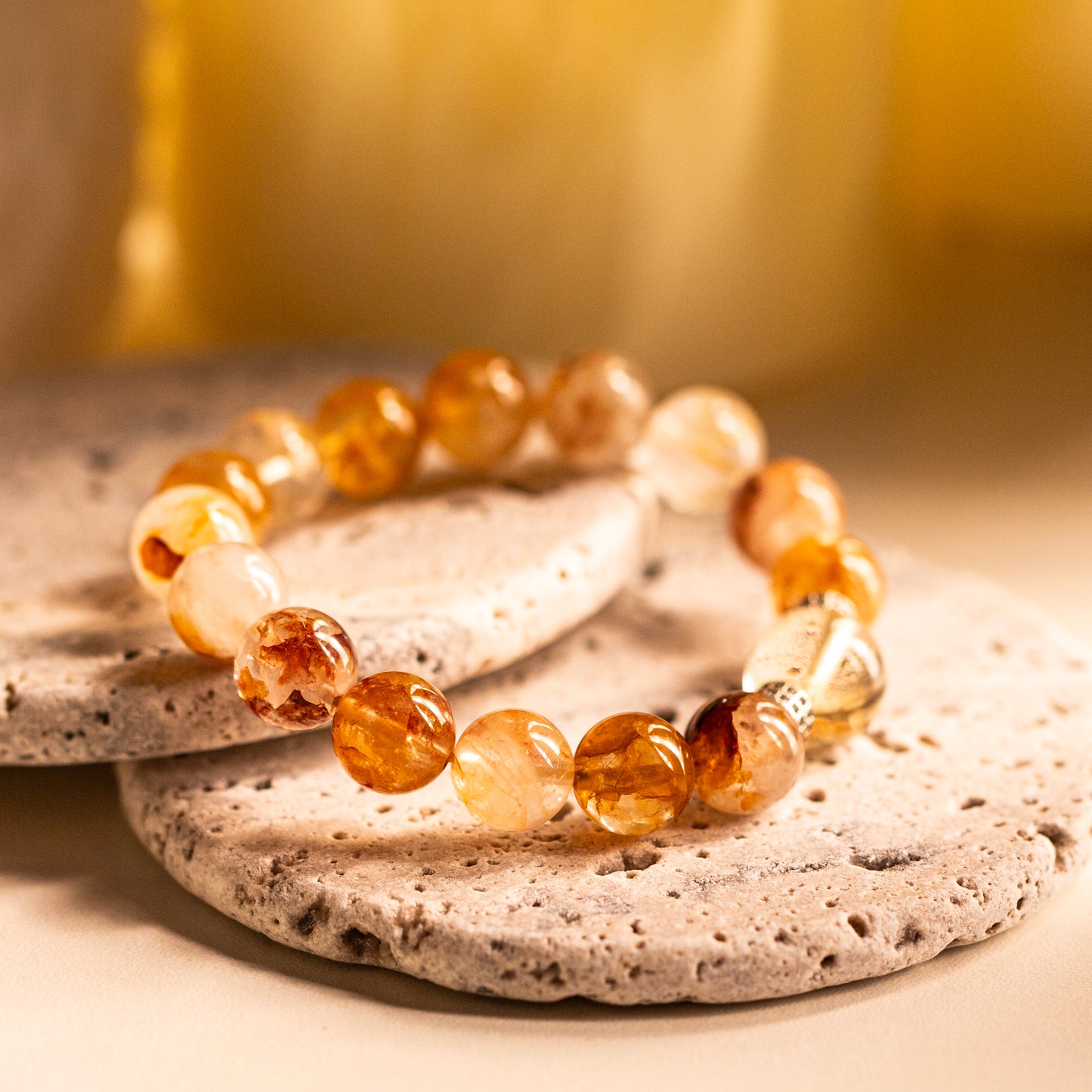 【LUCKYORE-A25009】Natural Yellow Resin Flower Crystal Bracelet