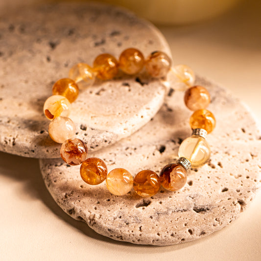 【LUCKYORE-A25009】Natural Yellow Resin Flower Crystal Bracelet