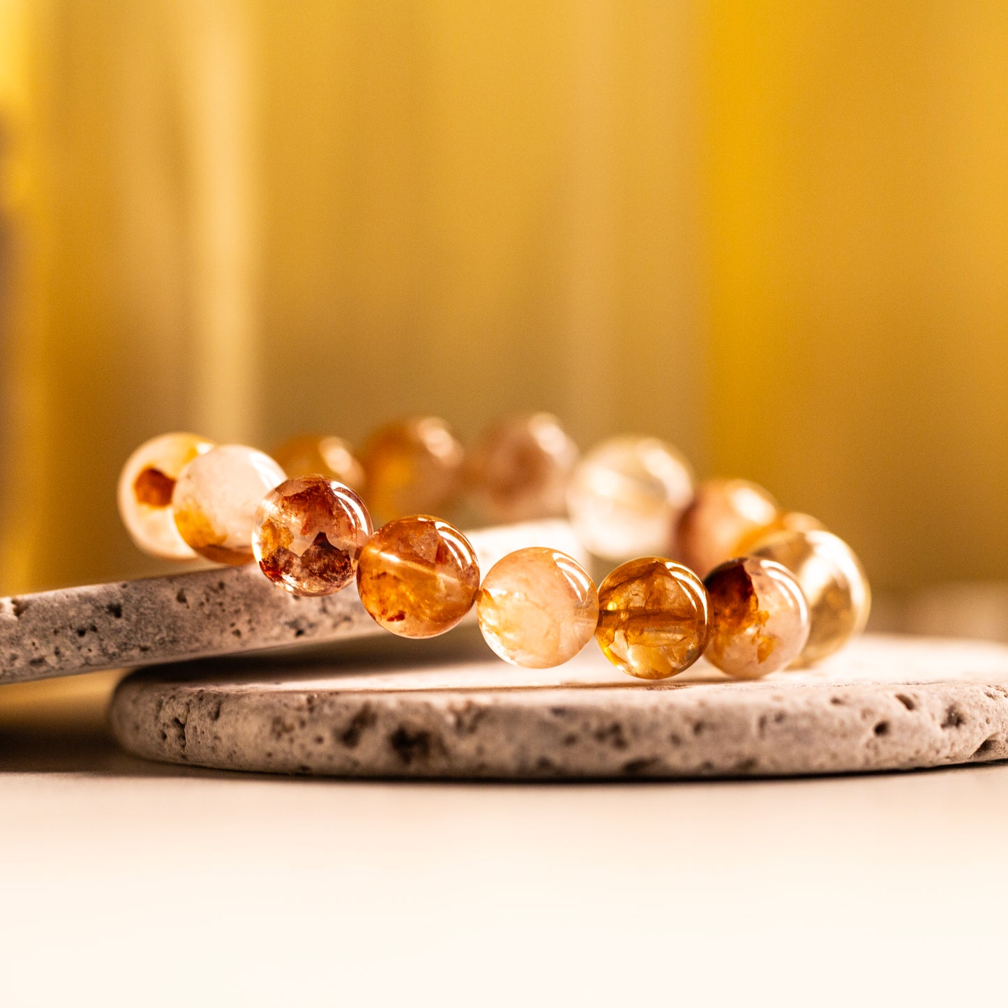 【LUCKYORE-A25009】Natural Yellow Resin Flower Crystal Bracelet