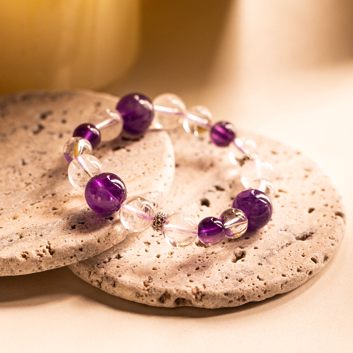 【LUCKYORE-A25027】SPIRIT WHEEL · Purple and White Twin Energy Bracelet
