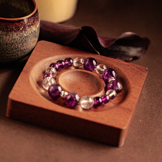 【LUCKYORE-A25019】Lingyun·Purple and White Twin Crystal Bracelet