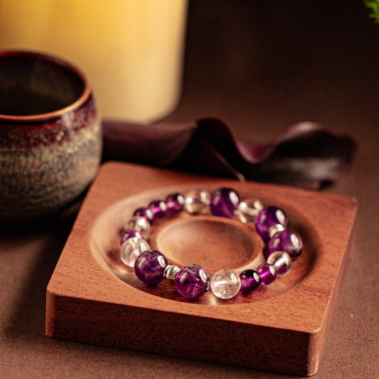 【LUCKYORE-A25019】Lingyun·Purple and White Twin Crystal Bracelet