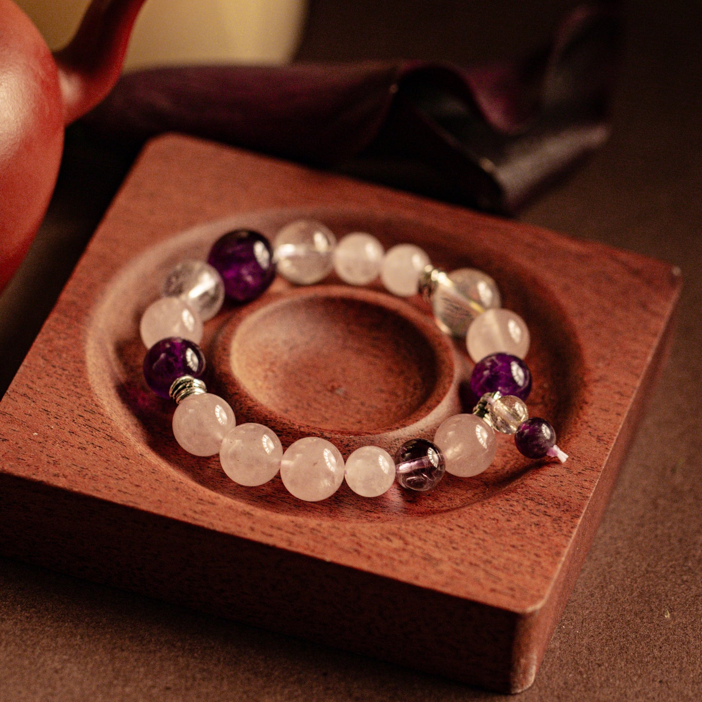 【LUCKYORE-A25024】Horse Powder Crystal + Amethyst Energy Purification Bracelet