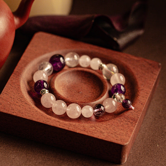 【LUCKYORE-A25024】Horse Powder Crystal + Amethyst Energy Purification Bracelet