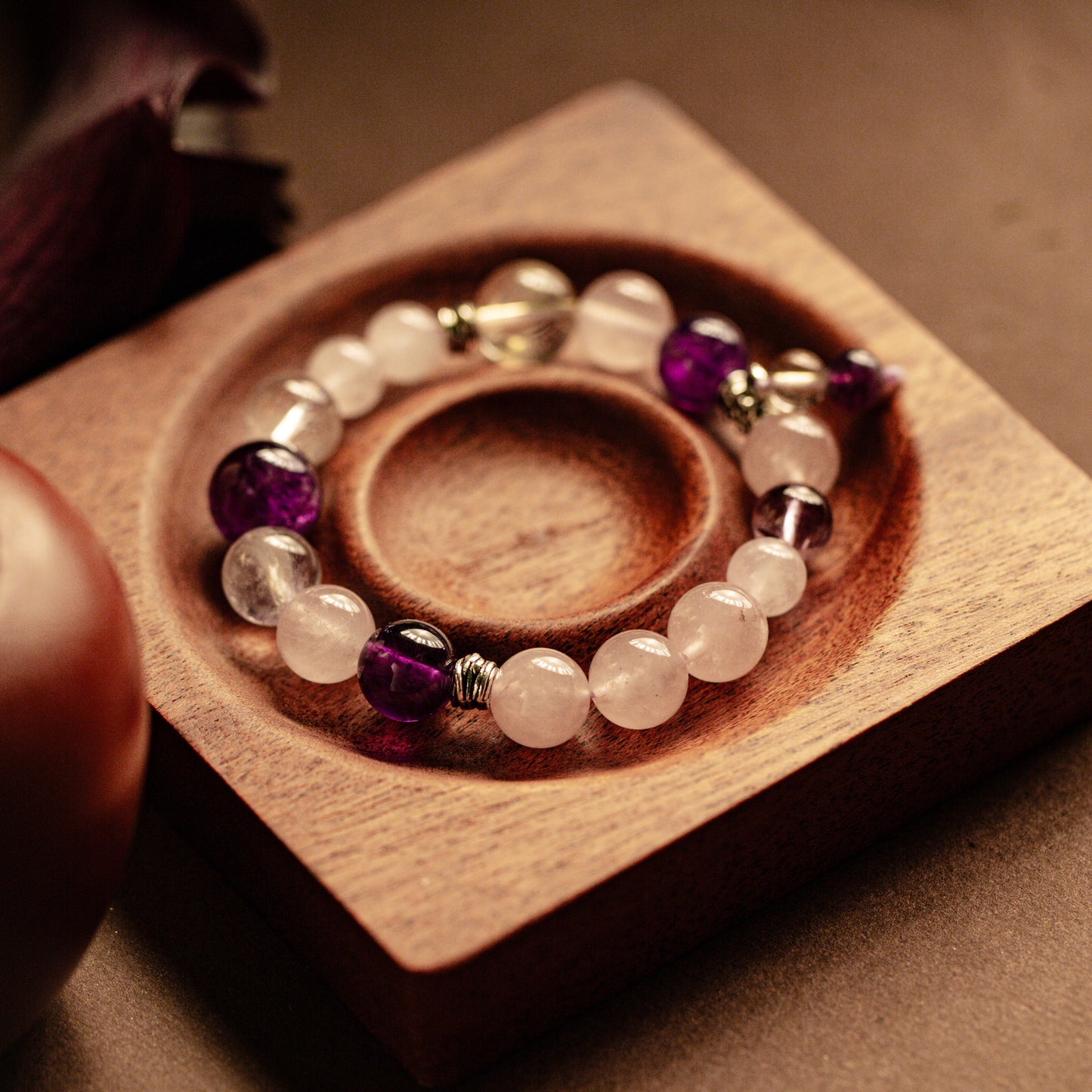 【LUCKYORE-A25024】Horse Powder Crystal + Amethyst Energy Purification Bracelet