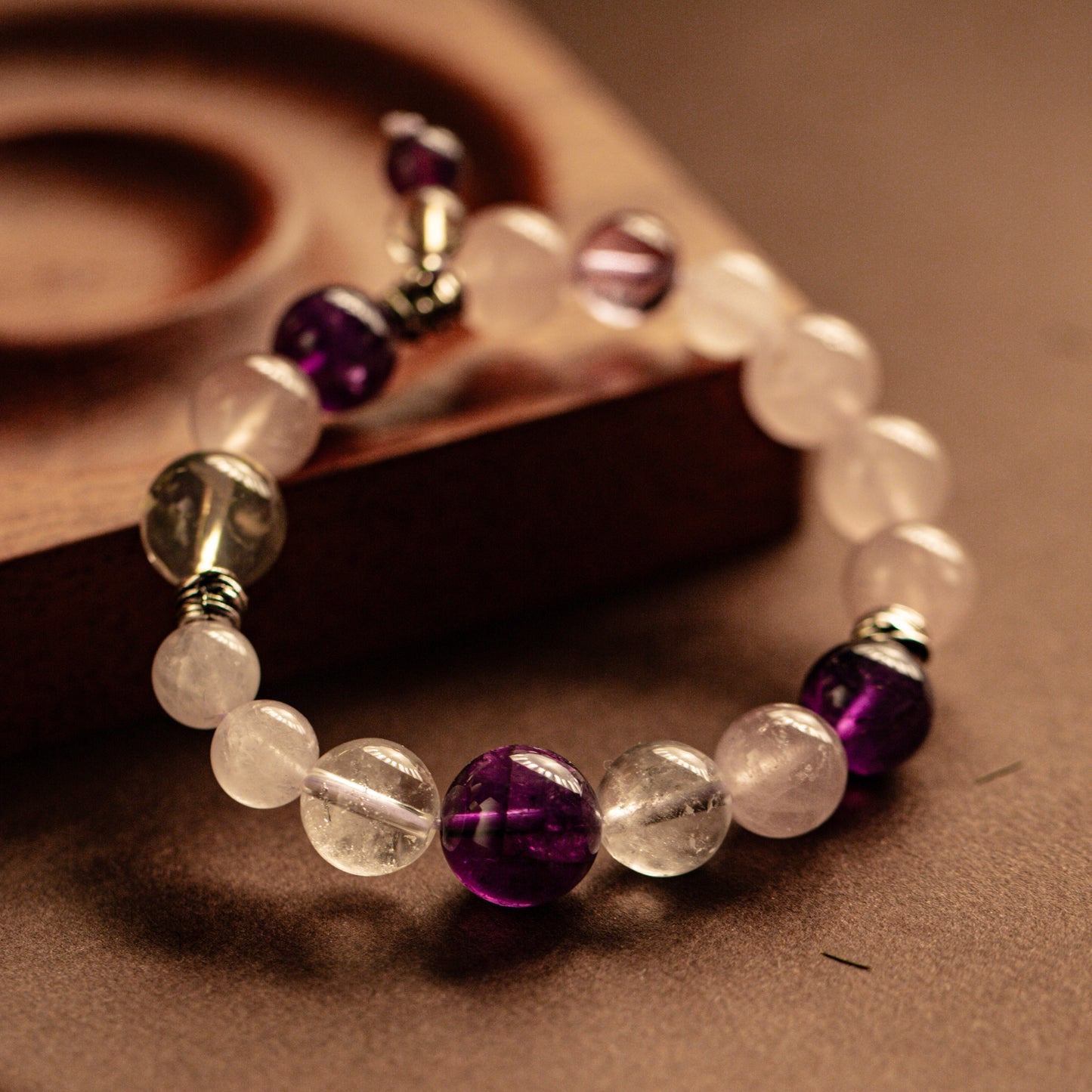 【LUCKYORE-A25024】Horse Powder Crystal + Amethyst Energy Purification Bracelet