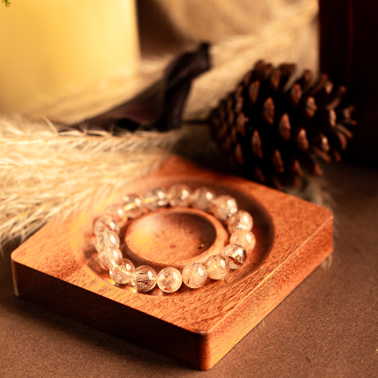 【LUCKYORE-A25003】Golden Hair Crystal High-Energy Bracelet