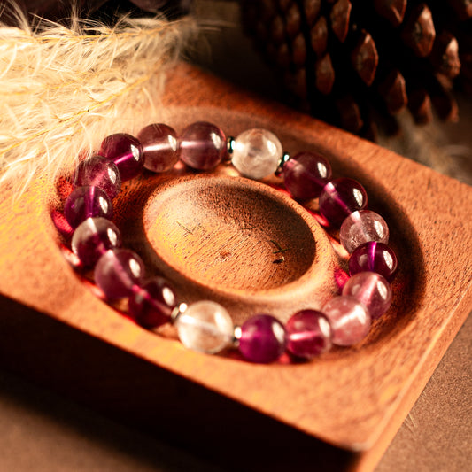 【LUCKYORE-A25008】Natural Purple Hair Crystal Bracelet
