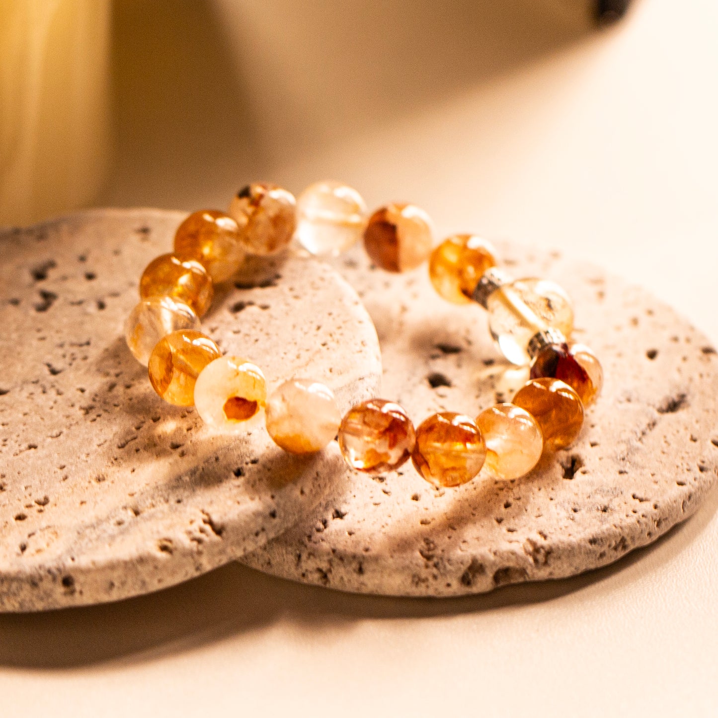 【LUCKYORE-A25009】Natural Yellow Resin Flower Crystal Bracelet