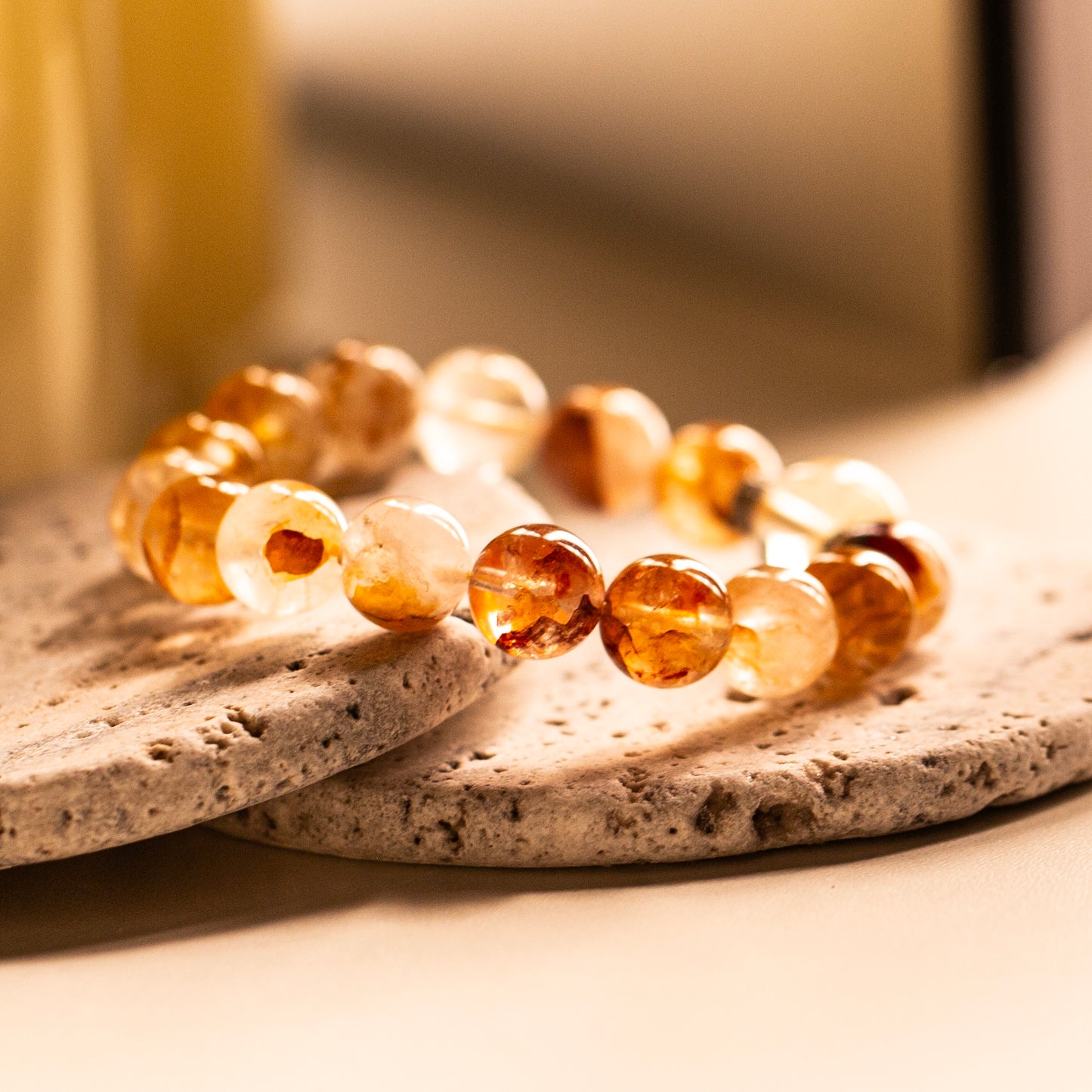 【LUCKYORE-A25009】Natural Yellow Resin Flower Crystal Bracelet