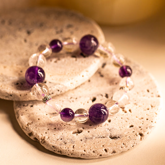 【LUCKYORE-A25027】SPIRIT WHEEL · Purple and White Twin Energy Bracelet