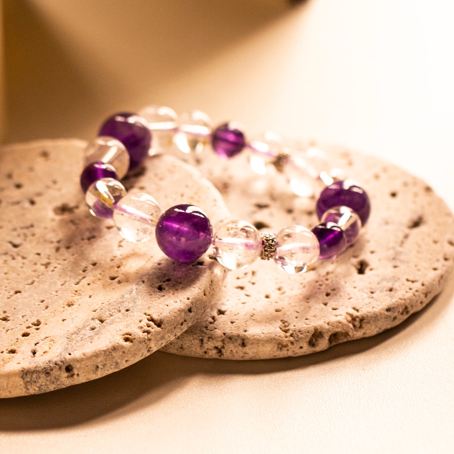【LUCKYORE-A25027】SPIRIT WHEEL · Purple and White Twin Energy Bracelet