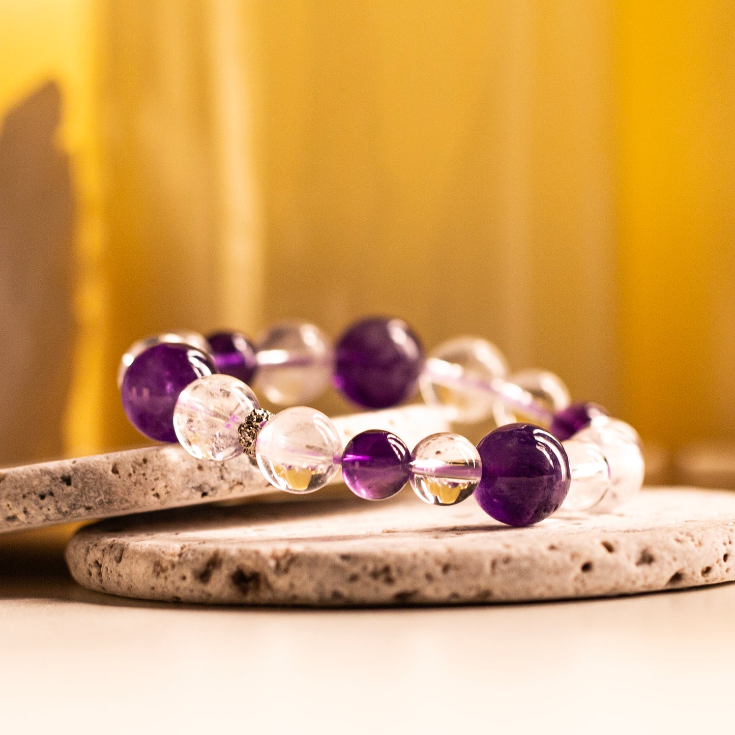 【LUCKYORE-A25027】SPIRIT WHEEL · Purple and White Twin Energy Bracelet